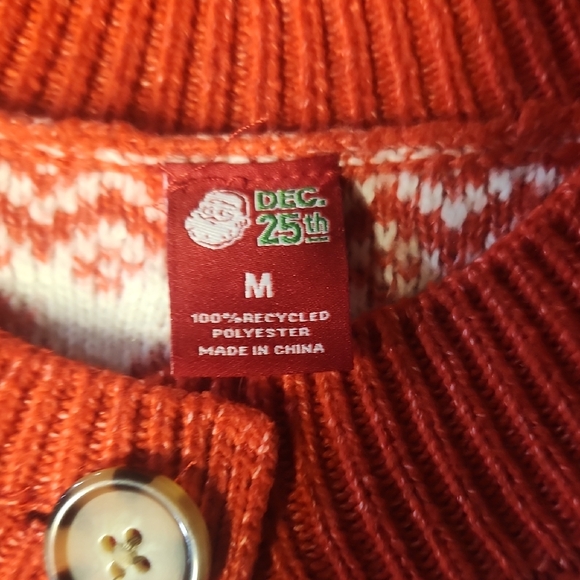 Festive Red and White Women's Cardigan Sweater - Picture 3 of 3